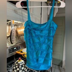 Cache Blue Ruffled Top silk size s